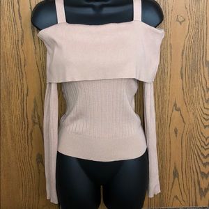 Nude off the shoulder long sleeve top